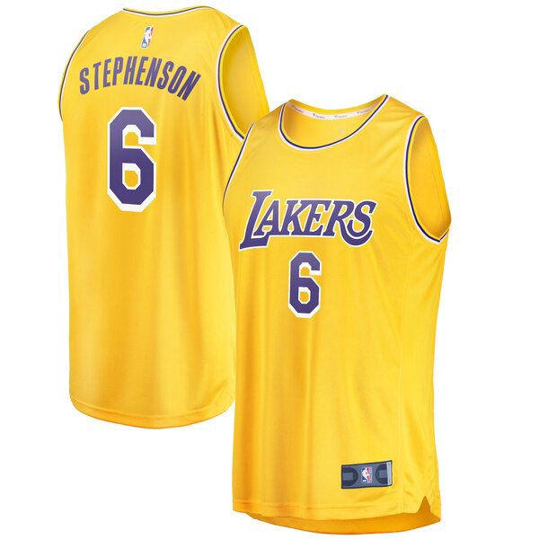 Maillot nba Los Angeles Lakers Icon Edition Homme Lance Stephenson 6 Jaune
